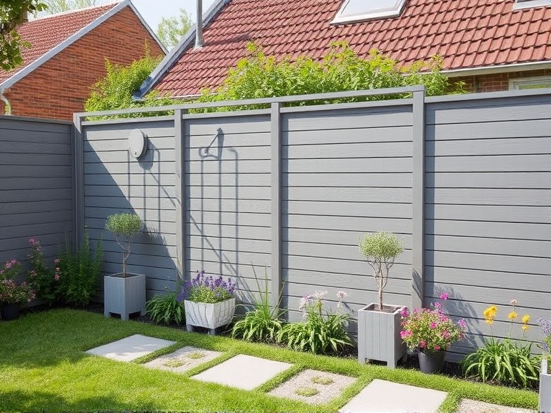 wpc gartenzaun grau