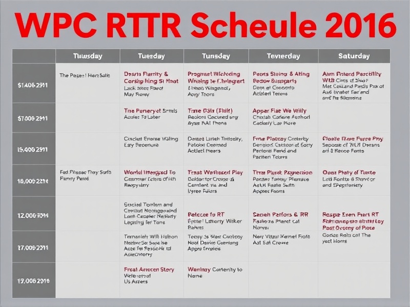 WPC RTR Schedule 2016: Planning Your Participation