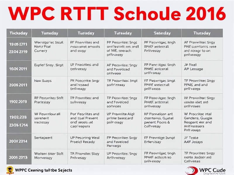 wpc rtr schedule 2016